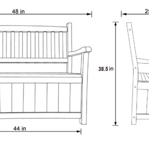 Shine Company Ashton Outdoor 2 Person Large Wooden Patio Storage Bench – White