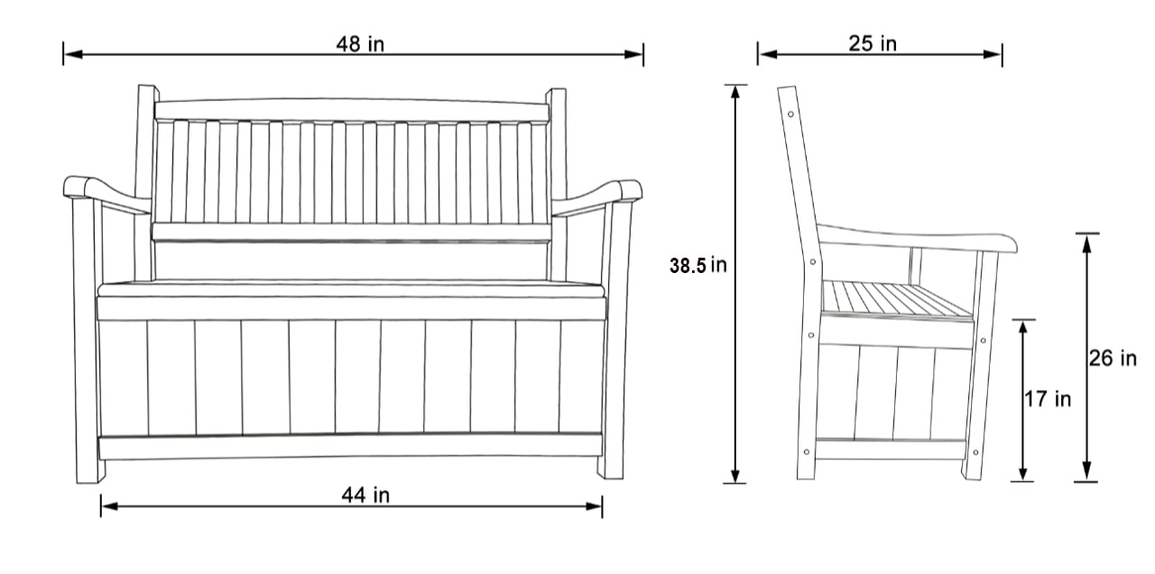 Shine Company Ashton Outdoor 2 Person Large Wooden Patio Storage Bench – White