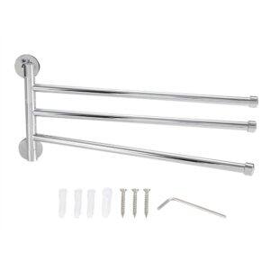 swivel towel bar, 201 stainless steel 2/3-arm wall mounted towel rack, for bathroom kitchen space saving swing out towel hanger holder (3 arm)