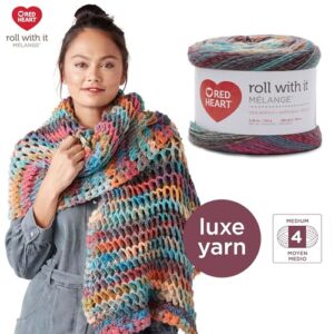 Red Heart Roll with It Melange Show Time Yarn - 3 Pack of 150g/5.3oz - Acrylic - 4 Medium (Worsted) - 389 Yards - Knitting/Crochet