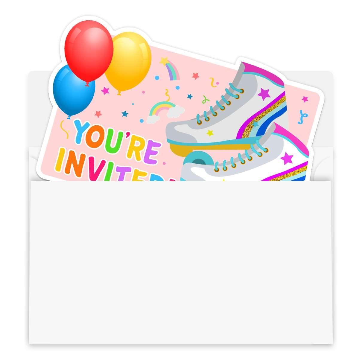 Simimi art Roller Skate Birthday Party Invitations - 30 Invite Cards with Envelopes