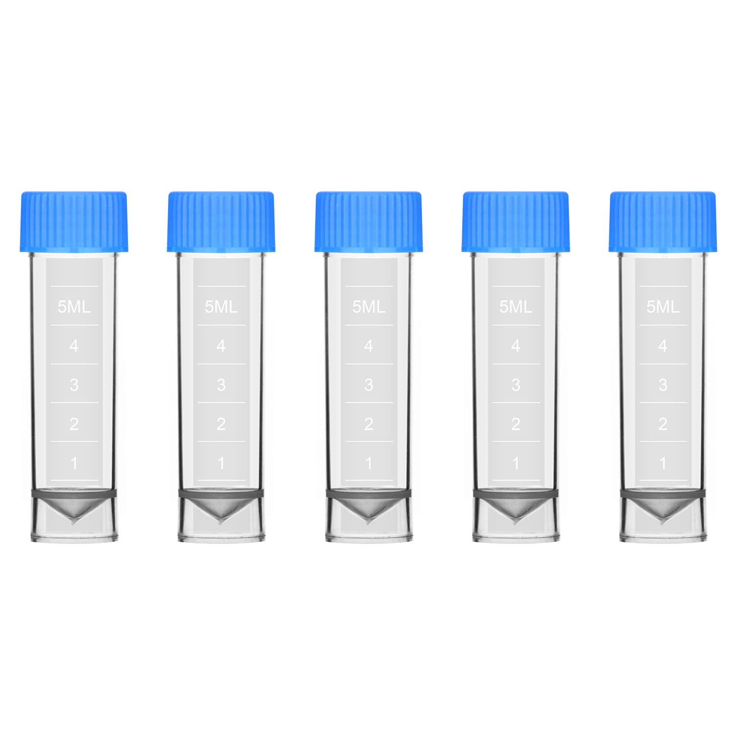 stonylab Graduated Cryogenic Tubes, 5 ml Free-Standing Polypropylene Cryogenic Storage Vials with Cap and Silicone Gasket, Pack of 100