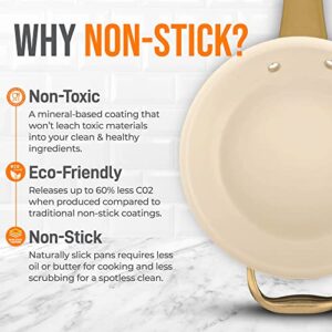 NutriChef 14-Inch Professional Ceramic Frying Pan - Extra-Large Skillet with Golden Titanium Handle, Non-Stick Ceramic Coating, Stain-Resistant, Easy to Clean, Ideal for Home Cooking