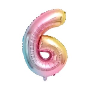 32 Inch Rainbow Gradient Number 6 Crown Balloons Set, 6th Birthday Balloons for Girls and Boys, Childrens 6th Birthday Party Decorations. (6)