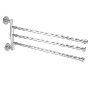 Swivel Towel Bar, 201 Stainless Steel 2/3-Arm Wall Mounted Towel Rack, for Bathroom Kitchen Space Saving Swing Out Towel Hanger Holder (3 arm)