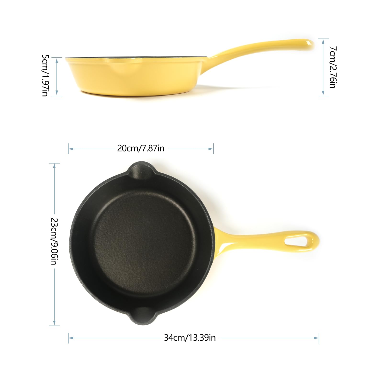 HAWOK Enameled Cast Iron Skillet 8 inch Yellow