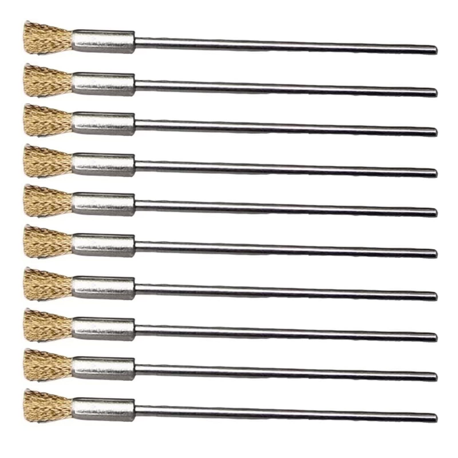 10 Pieces Extended Stainless Copper Wire Cleaning End Brushes Pen Wire Brush Rust Paint Removal Bits Polishing Rotary Tools Accessories 3 mm Mandrel (6 mm end Brush)