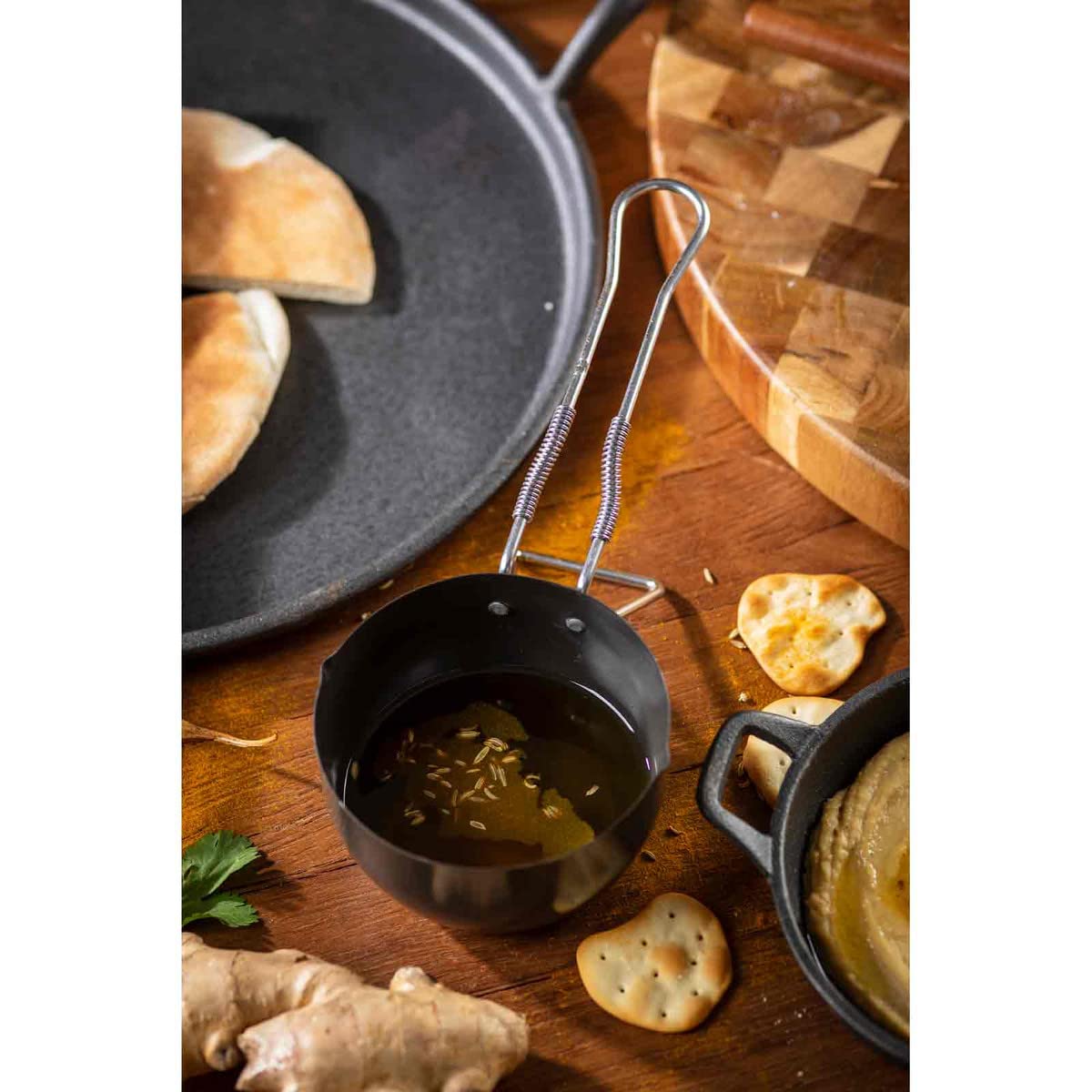 Tablecraft 11069 Tadka Pan, 10-inch Length, 10 oz Capacity, Non-Stick Coated Metal