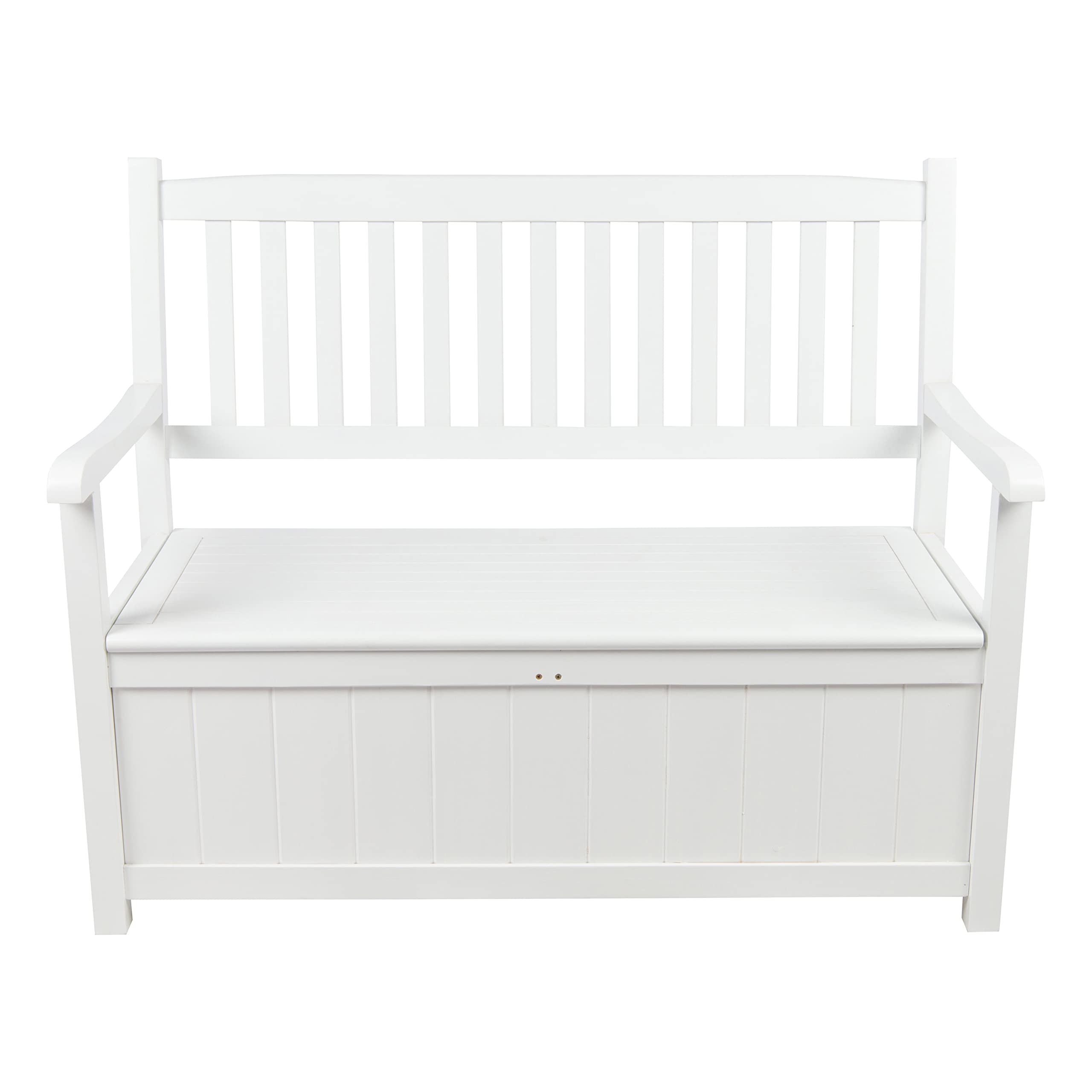 Shine Company Ashton Outdoor 2 Person Large Wooden Patio Storage Bench – White