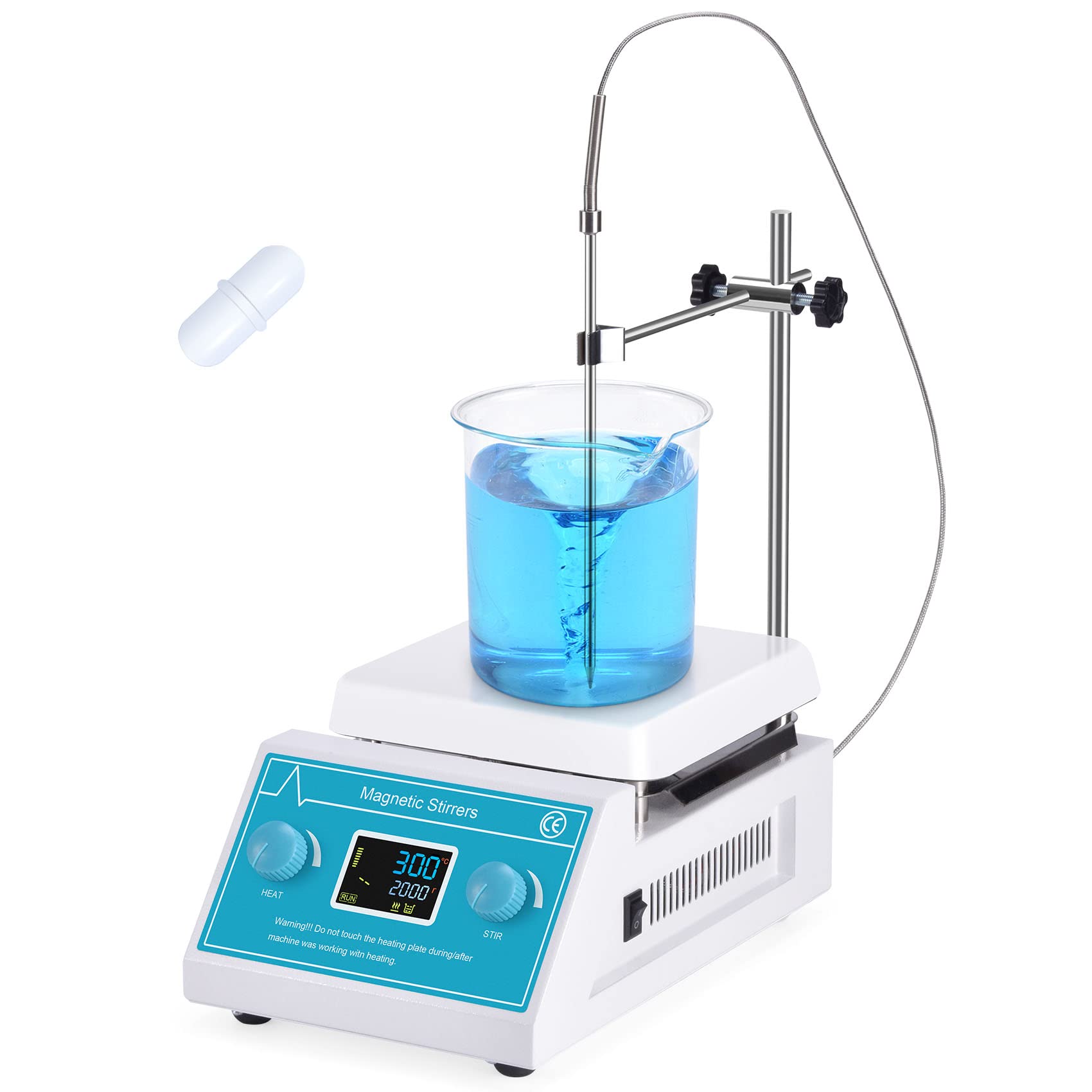 Slendor Magnetic Stirrer 5000ml Hotplate Mixer 2000 RPM Hot Plate Max 300℃/572℉ Lab Heating Plate Stirrers with LED Digital Display, Stir Bar, Temp Sensor and Support Stand