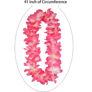 Thicken 41 Inch Pink Hawaiian Leis for Graduation Party, Dance Party, Photo Prop in Outdoors (12 Pcs)