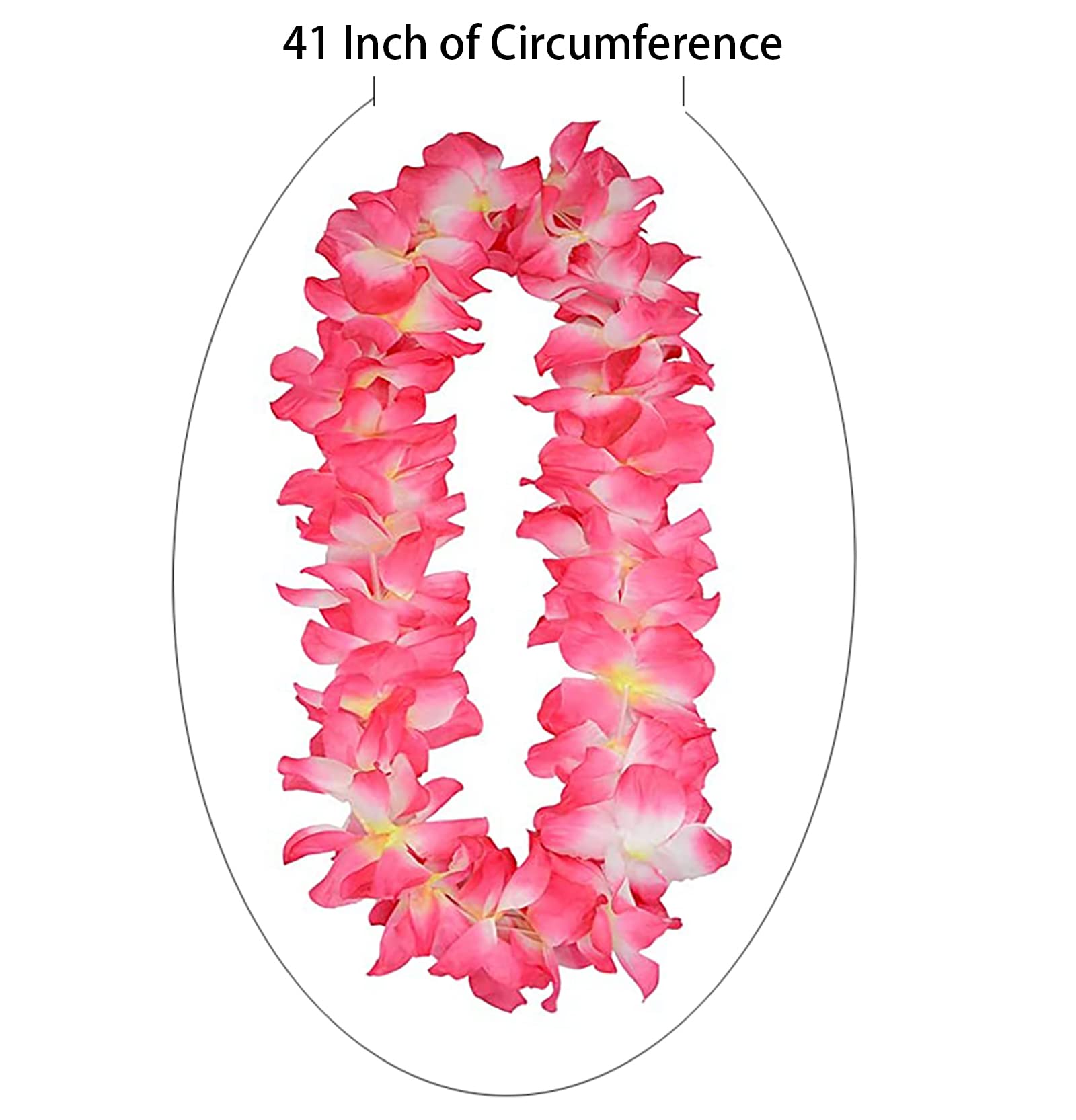 Thicken 41 Inch Pink Hawaiian Leis for Graduation Party, Dance Party, Photo Prop in Outdoors (12 Pcs)