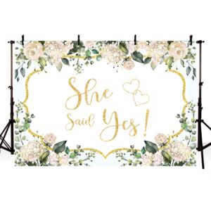 ABLIN 7x5ft She Said Yes Backdrop Pink Floral Bridal Shower Decorations Bachelorette Bride to Be Engagement Party Decorations CQ321 0