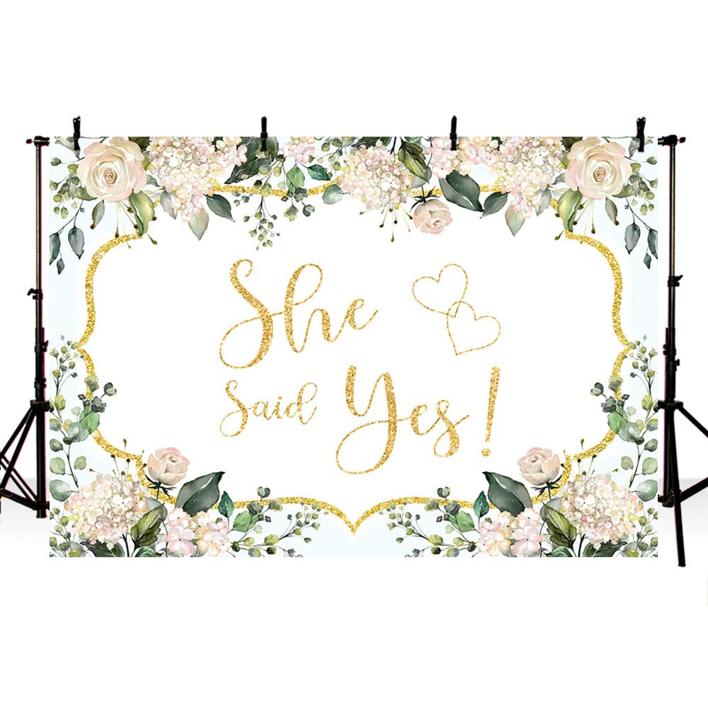 ABLIN 7x5ft She Said Yes Backdrop Pink Floral Bridal Shower Decorations Bachelorette Bride to Be Engagement Party Decorations CQ321 0