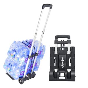 folding hand truck aluminum telescopic rod foldable roller shopping trolley collapsible 2 wheel trolley expandable large chassis foldable into backpack