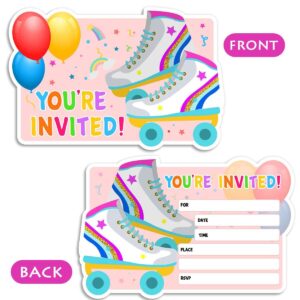 Simimi art Roller Skate Birthday Party Invitations - 30 Invite Cards with Envelopes