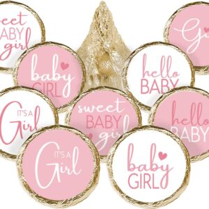 Pink It's a Girl Baby Shower Chocolate Kisses Party Favor Candy Stickers - Sweet Baby Girl - 180 Count