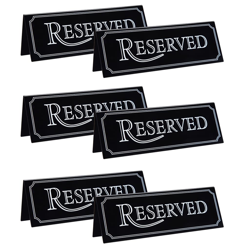 6 Pieces Acrylic Reserved Table Signs,Seating Background Reserved Signs for Tables Wedding Birthday Reservation Restaurant Business Office Meeting Important Events Party,7.87x2.75inch