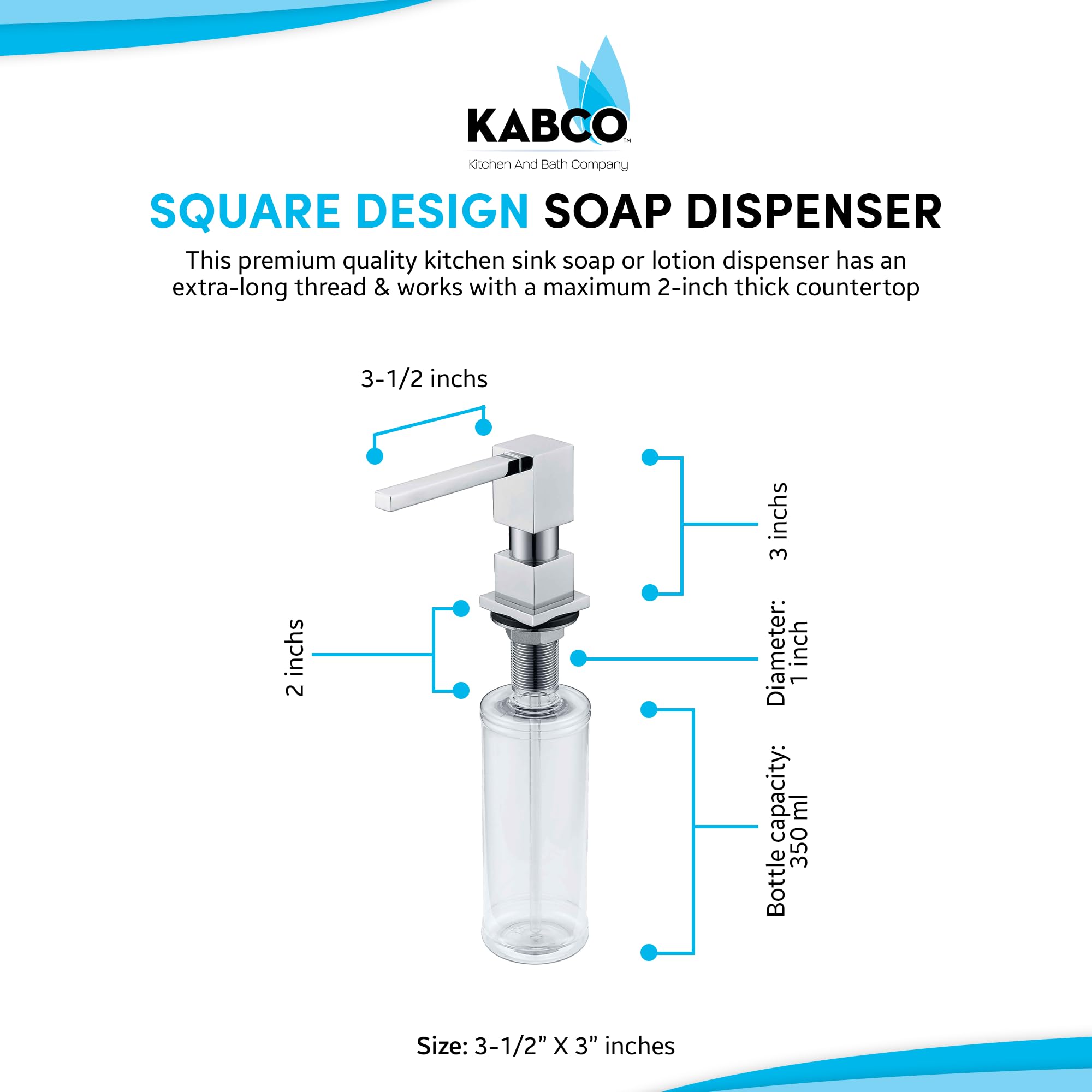 KABCO SD12BN Modern Brushed Nickel Stainless Steel Kitchen Under Sink Dish Dishwasher Soap Dispenser Lotion Dispenser Set for Kitchen Sink Built in Hand Soap Dispenser Pump Countertop Water Dispenser