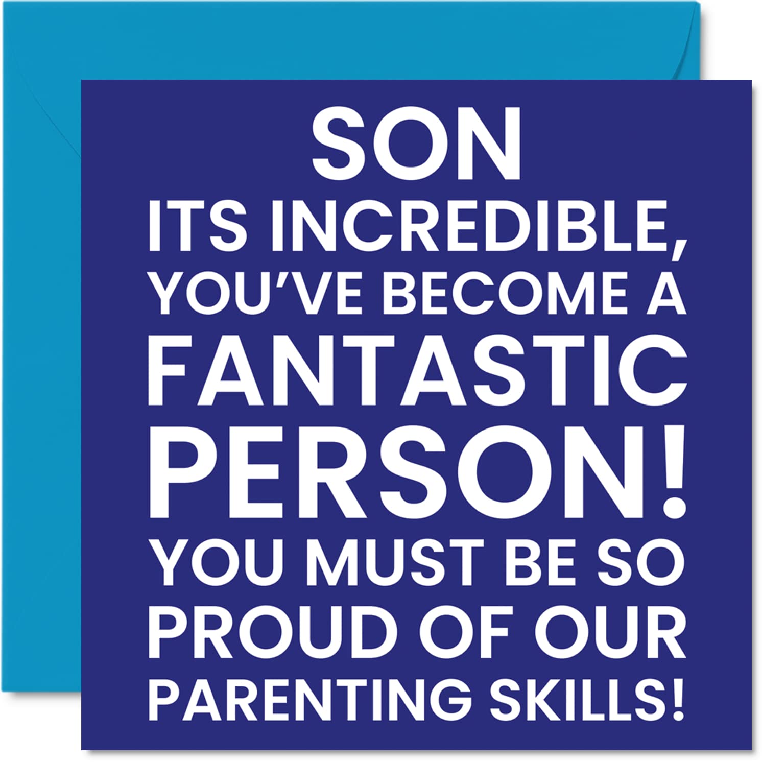 Funny Birthday Cards for Son - Amazing Person - Joke Happy Birthday Card for Son from Mom or Dad, Son Birthday Gifts from Parents, 5.7 x 5.7 Inch Birthday Greeting Cards Gift for Son