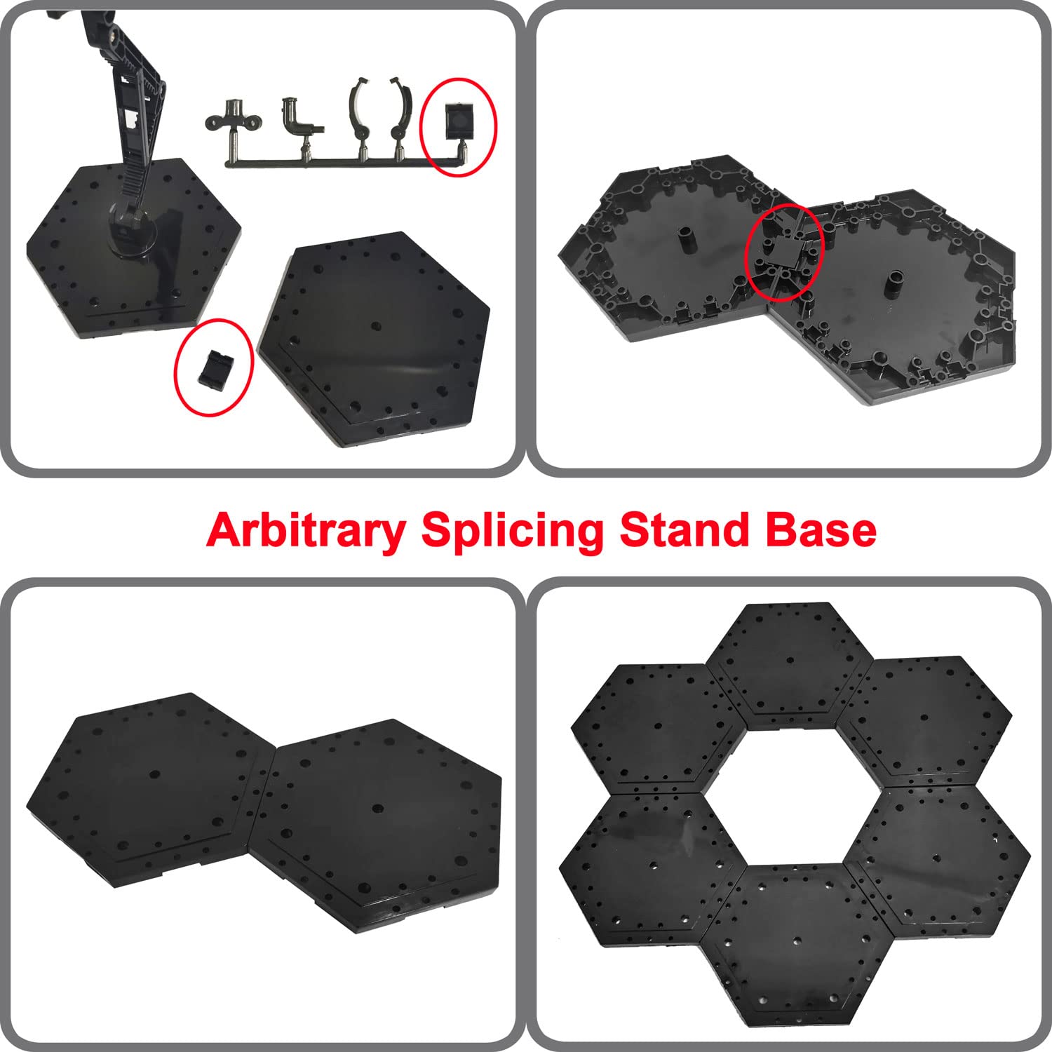 TWKUPWO Hobby Model Action Base Display Stand, Gundam Model Stand Action Figure Stand Compatible with MG RG HG Universal Models Stand (6sets Black)