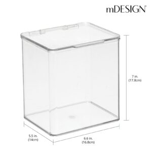 mDesign Plastic Playroom and Gaming Storage Organizer Box Containers with Hinged Lid for Shelves or Cubbies, Holds Small Toys, Building Blocks, Puzzles, Markers, Controllers, or Crayons, 8 Pack, Clear