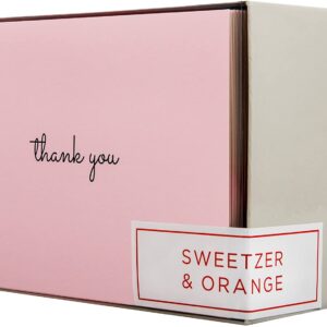 Sweetzer & Orange – Pink Thank You Cards Bulk Box Set of 24 Blank Cards with Envelopes – 4x5.5” - Baby Shower Note Cards, Wedding Thank You Cards or Bridal Shower Thankyou Card