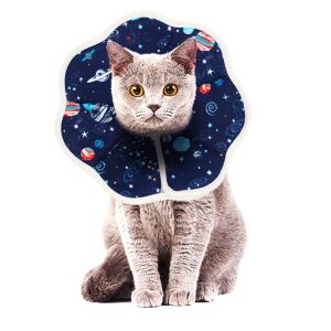 johoxton cat cone, cat recovery collar after surgery cat cone collar cat cones to stop licking cat donut collar e collar for cats puppy dog (m, fiber blue)