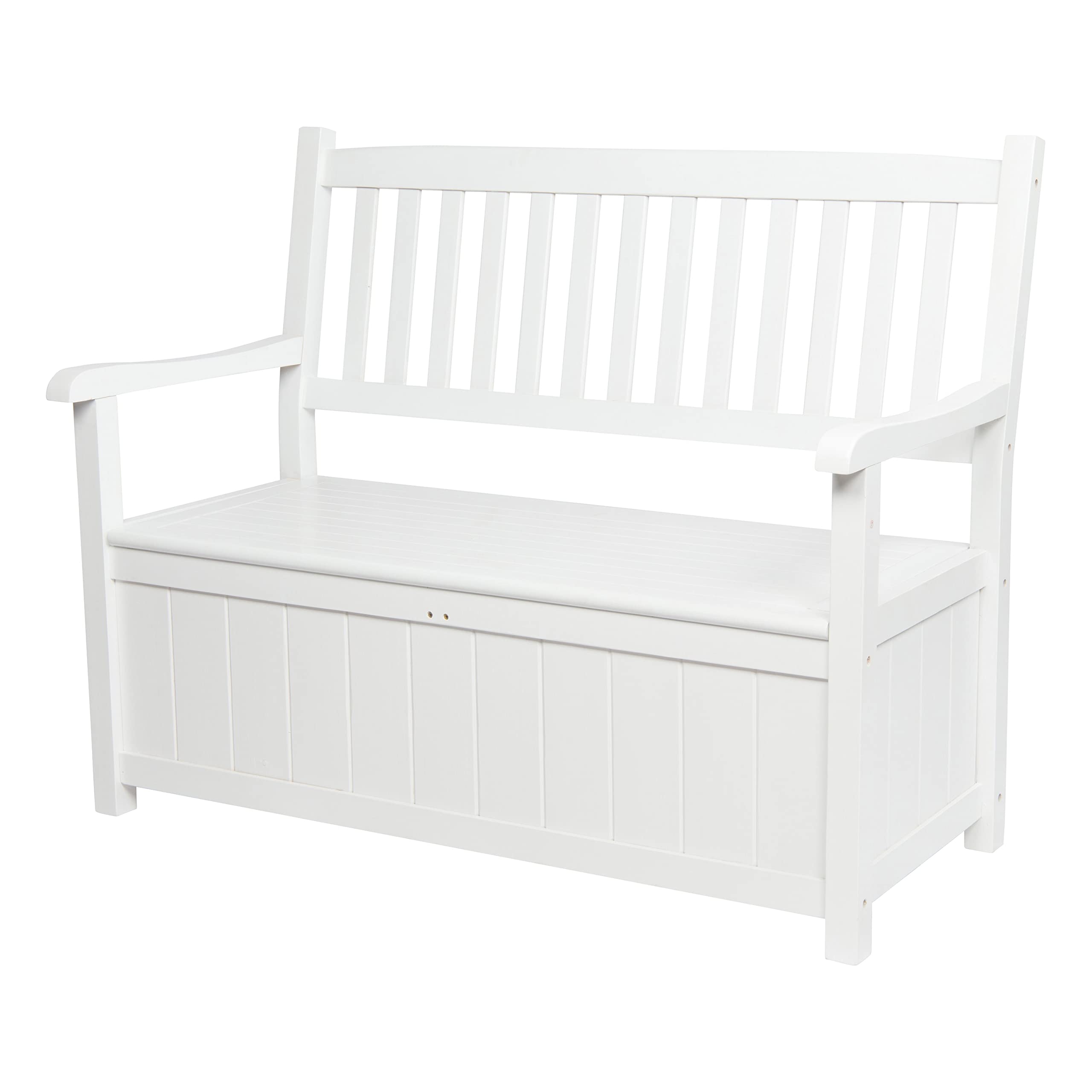 Shine Company Ashton Outdoor 2 Person Large Wooden Patio Storage Bench – White