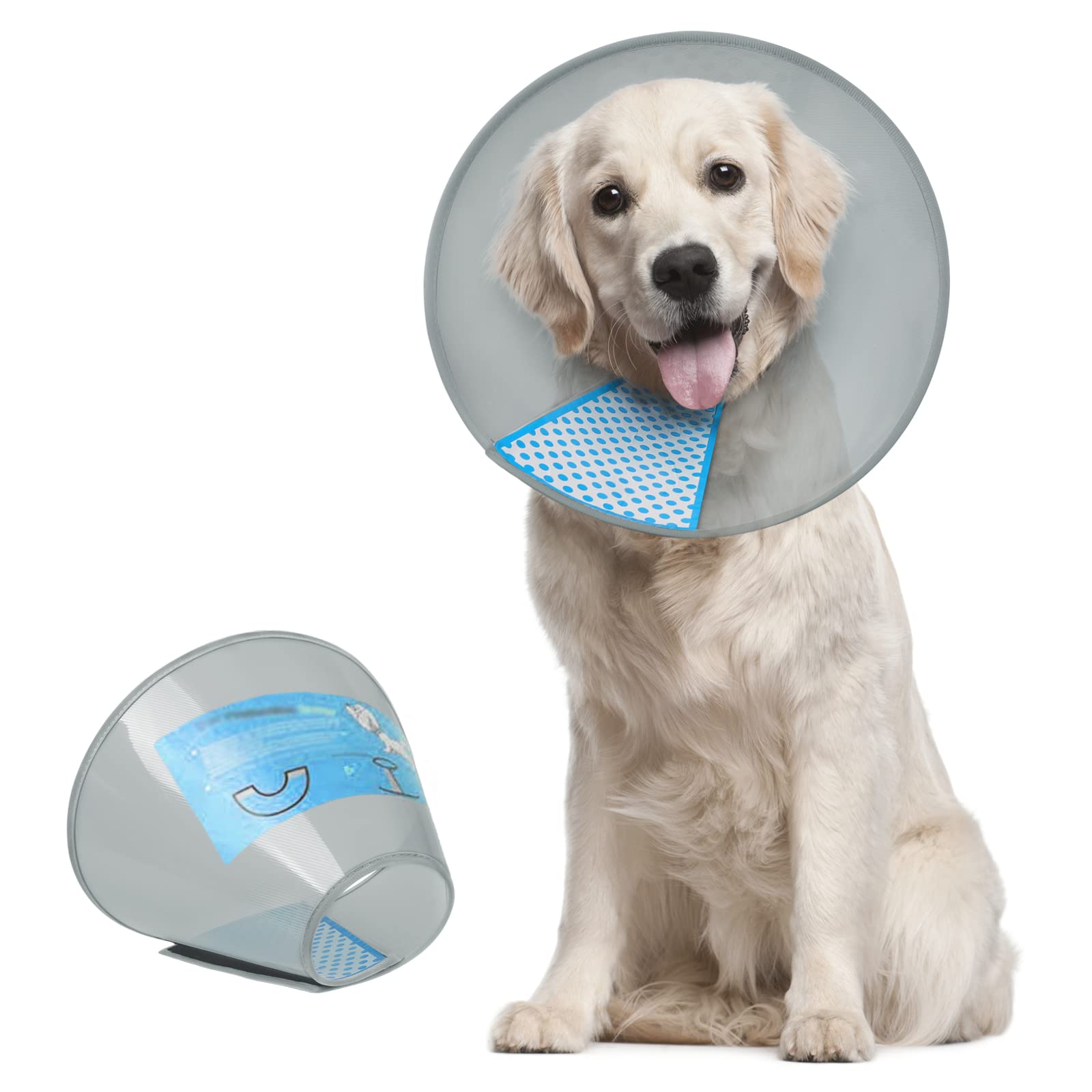 Supet Dog Cone Collar Adjustable After Surgery, Comfortable Pet Recovery Collar & Cone for Large Medium Small Dogs, Elizabethan Dog Neck Collar Plastic Practical