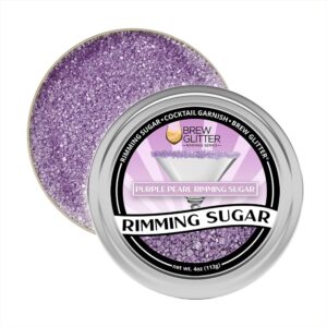 BREW GLITTER Purple Pearl Cocktail Rimming Sugar, Drink Rimmer for Beverages, Cocktails, Margaritas, Drinks, Kosher Certified (4oz, Purple Pearl)