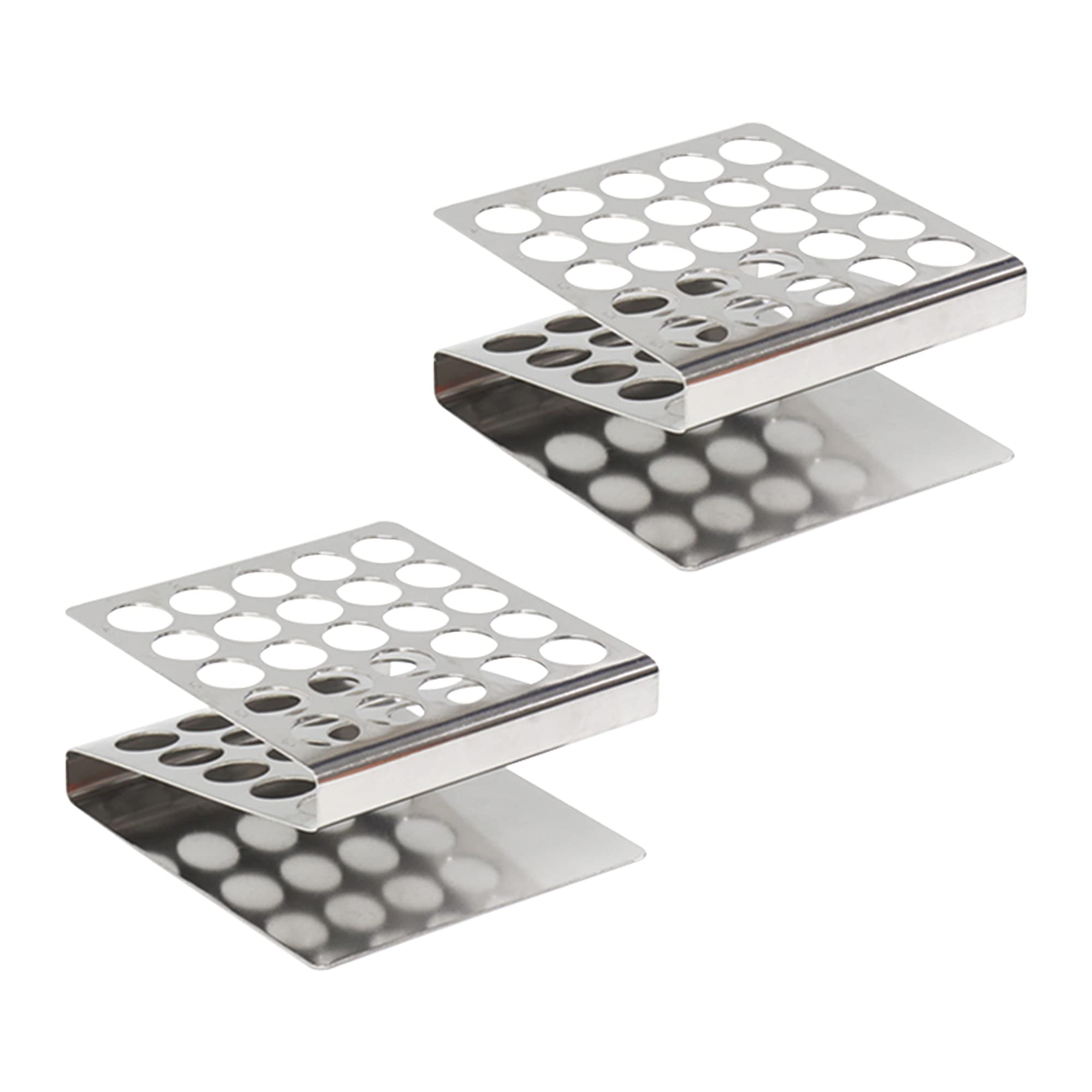 Utile 2pcs of 25 Holes Stainless Steel Test Tube Rack, Z Shape, Suitable for Tubes of Dia.≤16mm, 4050.4605.2.