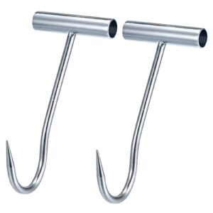 uxcell 8inch t-handle meat boning hook, galvanized t hooks for kitchen butcher shop restaurant 2pcs