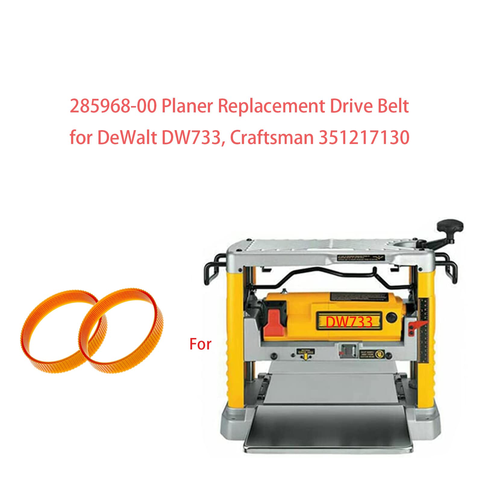 285968-00 Planer Drive Belt Replacement for DeWalt DW733, Craftsman 351217130-2 Pack Planer Drive Belt