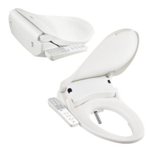 Bio Bidet Slim One Electric Bidet Toilet Seat Round, Warm Water and Heated Seat, Night Light, Remote Control, White