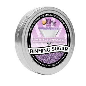 BREW GLITTER Purple Pearl Cocktail Rimming Sugar, Drink Rimmer for Beverages, Cocktails, Margaritas, Drinks, Kosher Certified (4oz, Purple Pearl)