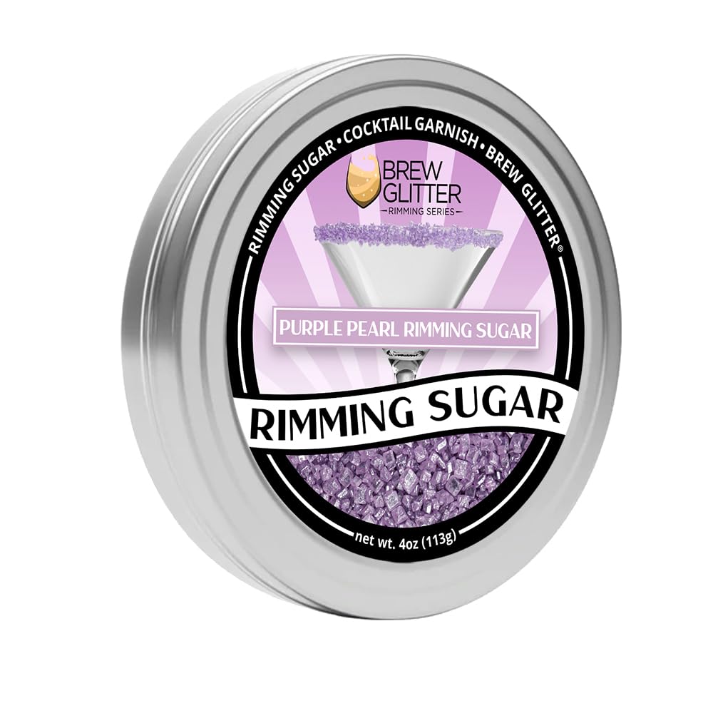 BREW GLITTER Purple Pearl Cocktail Rimming Sugar, Drink Rimmer for Beverages, Cocktails, Margaritas, Drinks, Kosher Certified (4oz, Purple Pearl)