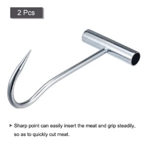 uxcell 8inch T-Handle Meat Boning Hook, Galvanized T Hooks for Kitchen Butcher Shop Restaurant 2Pcs