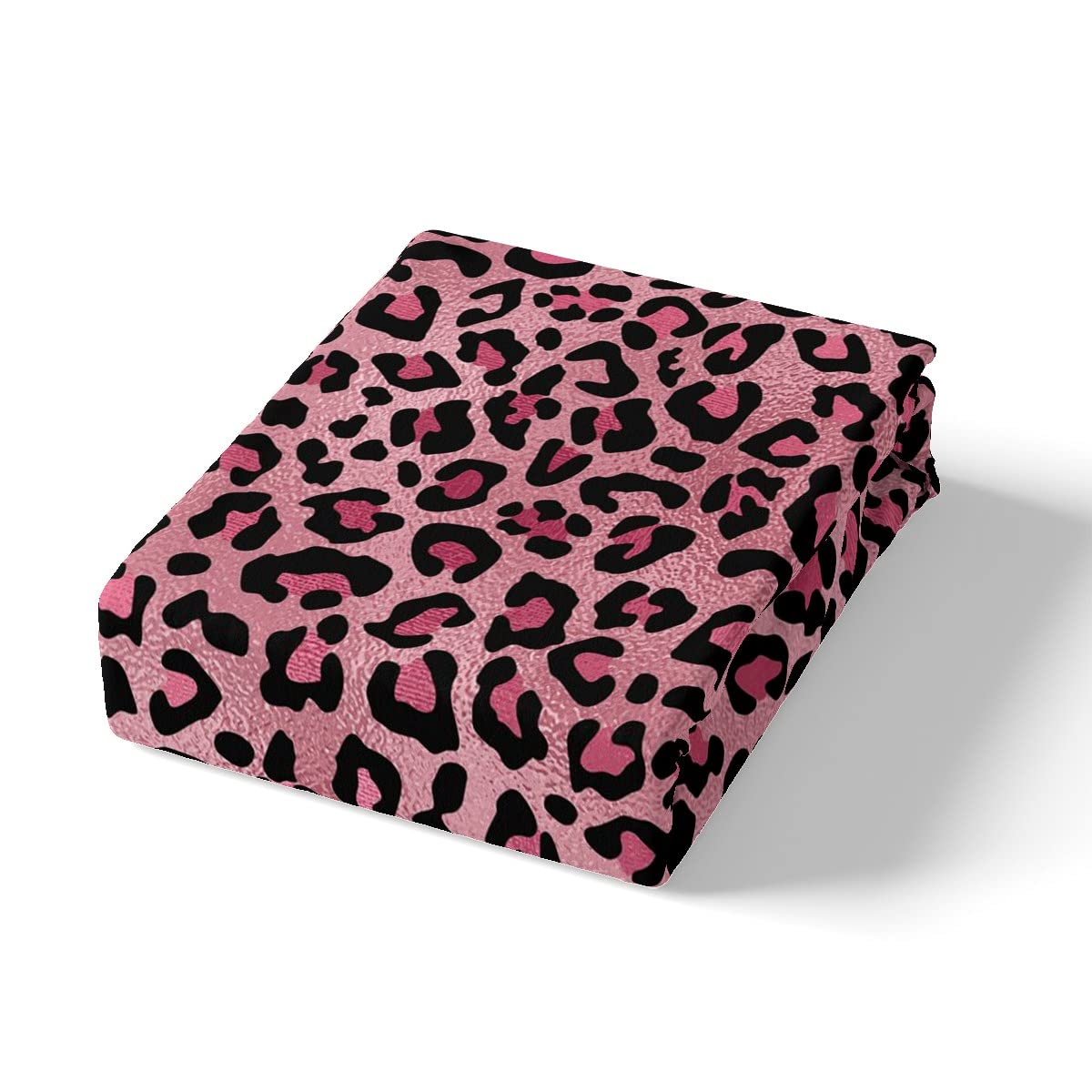 Pink Leopard Print Sheet Set Twin,Cheetah Bedding Set for Kids Teens Girls,Wild Animal Skin Texture Romantic Fashion Bed Sheet Set 3pcs with Deep Pocket Fitted Sheet + Flat Sheet + 1 Pillowcase