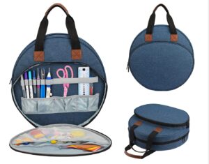 embroidery bag for cross stitch project,mioky embroidery supplies organizer storage portable carrying case travel tote for embroidery hoops,floss,cross stitch tools,blue [bag only]