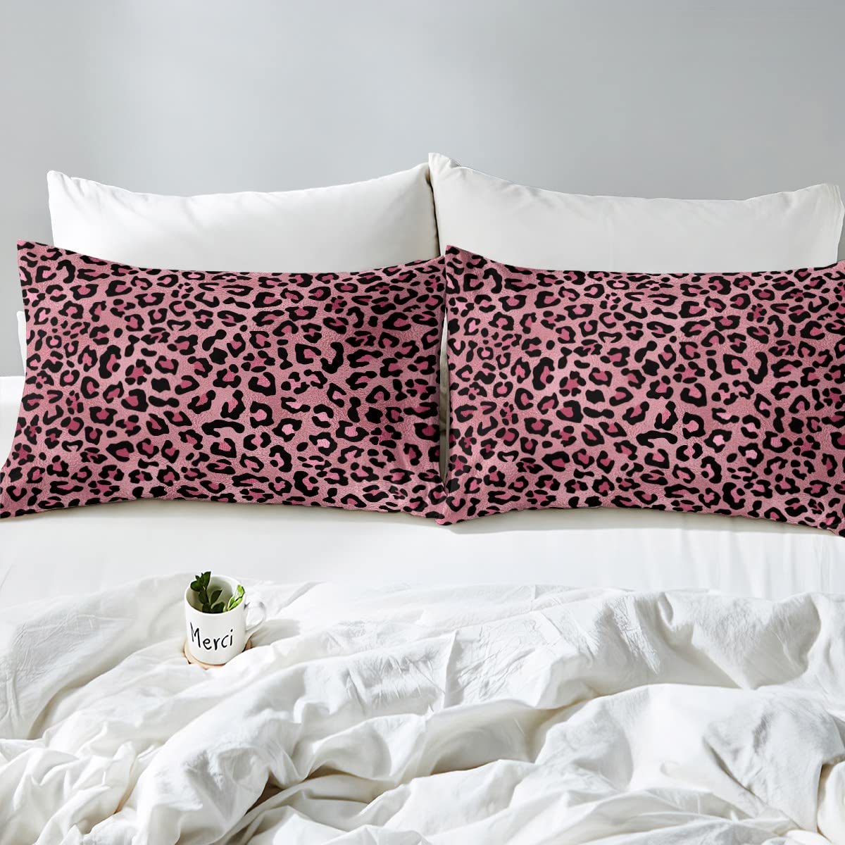 Pink Leopard Print Sheet Set Twin,Cheetah Bedding Set for Kids Teens Girls,Wild Animal Skin Texture Romantic Fashion Bed Sheet Set 3pcs with Deep Pocket Fitted Sheet + Flat Sheet + 1 Pillowcase