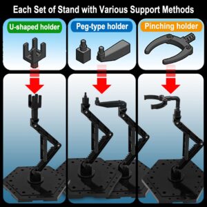 TWKUPWO Hobby Model Action Base Display Stand, Gundam Model Stand Action Figure Stand Compatible with MG RG HG Universal Models Stand (6sets Black)