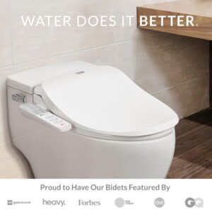 Bio Bidet Slim One Electric Bidet Toilet Seat Round, Warm Water and Heated Seat, Night Light, Remote Control, White