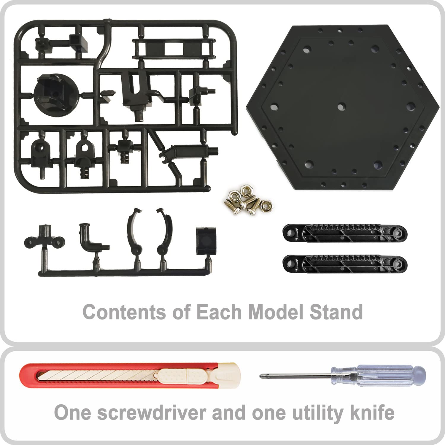 TWKUPWO Hobby Model Action Base Display Stand, Gundam Model Stand Action Figure Stand Compatible with MG RG HG Universal Models Stand (6sets Black)