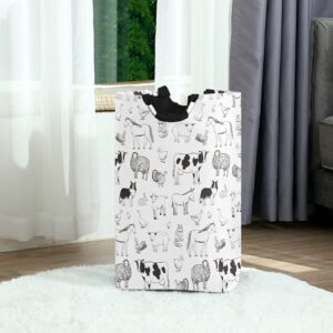 xigua Laundry Hamper Basket Farm Animals Collapsible Nursery Storage Bin Waterproof Clothing Baskets for Home Bedroom Bathroom Washing Room