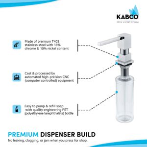 KABCO SD12BN Modern Brushed Nickel Stainless Steel Kitchen Under Sink Dish Dishwasher Soap Dispenser Lotion Dispenser Set for Kitchen Sink Built in Hand Soap Dispenser Pump Countertop Water Dispenser