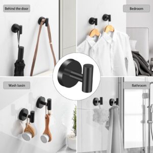 Hinmood Towel Hooks for Bathroom, Robe Towel Hooks for Bathroom, Bedroom, Kitchen, Garage Wall Mounted Hanging Hooks (Matte Black, 4 Packs)