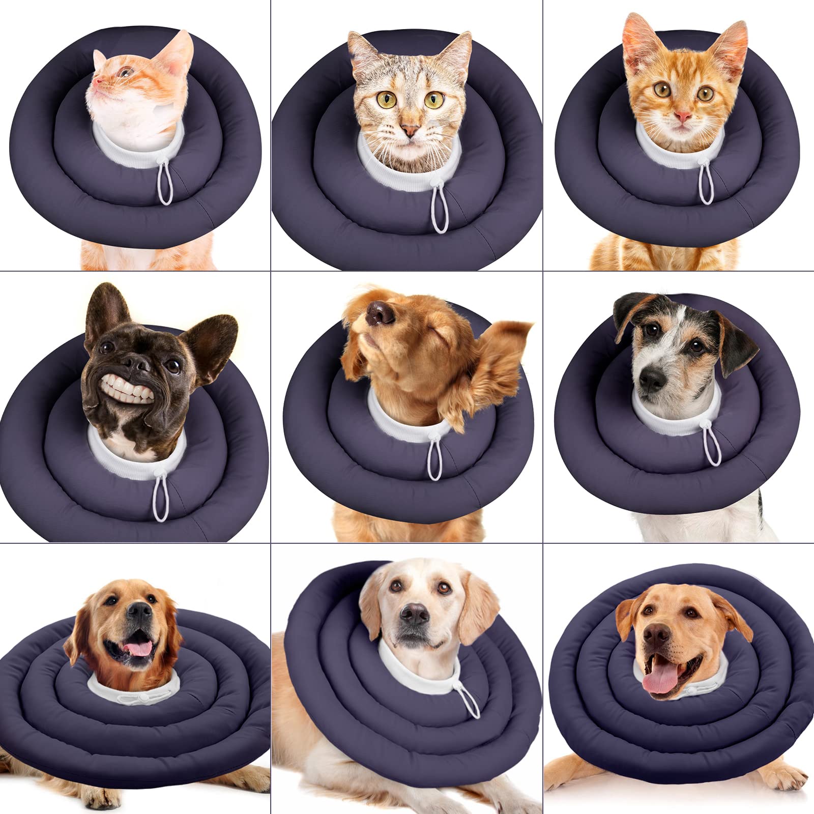 IDOMIK Dog Recovery Collar, Waterproof Soft Dog Cone After Surgery, Comfy Protective Elizabethan Collar Alternative for Dogs Cats, Adjustable Dog Neck Donut Collar Cone Anti-Licking Biting Wounds