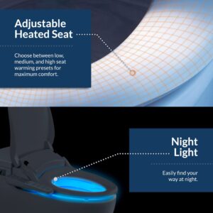 Bio Bidet Slim One Electric Bidet Toilet Seat Round, Warm Water and Heated Seat, Night Light, Remote Control, White