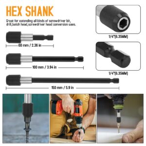 19pcs Flexible-Drill-Bit-Extension Set,Hex Shank 105°Right-Angle-Drill-Attachmen,3pcs 1/4 3/8 1/2" Universal Socket Adapter Set,3pcs Drill-Bits Holder.